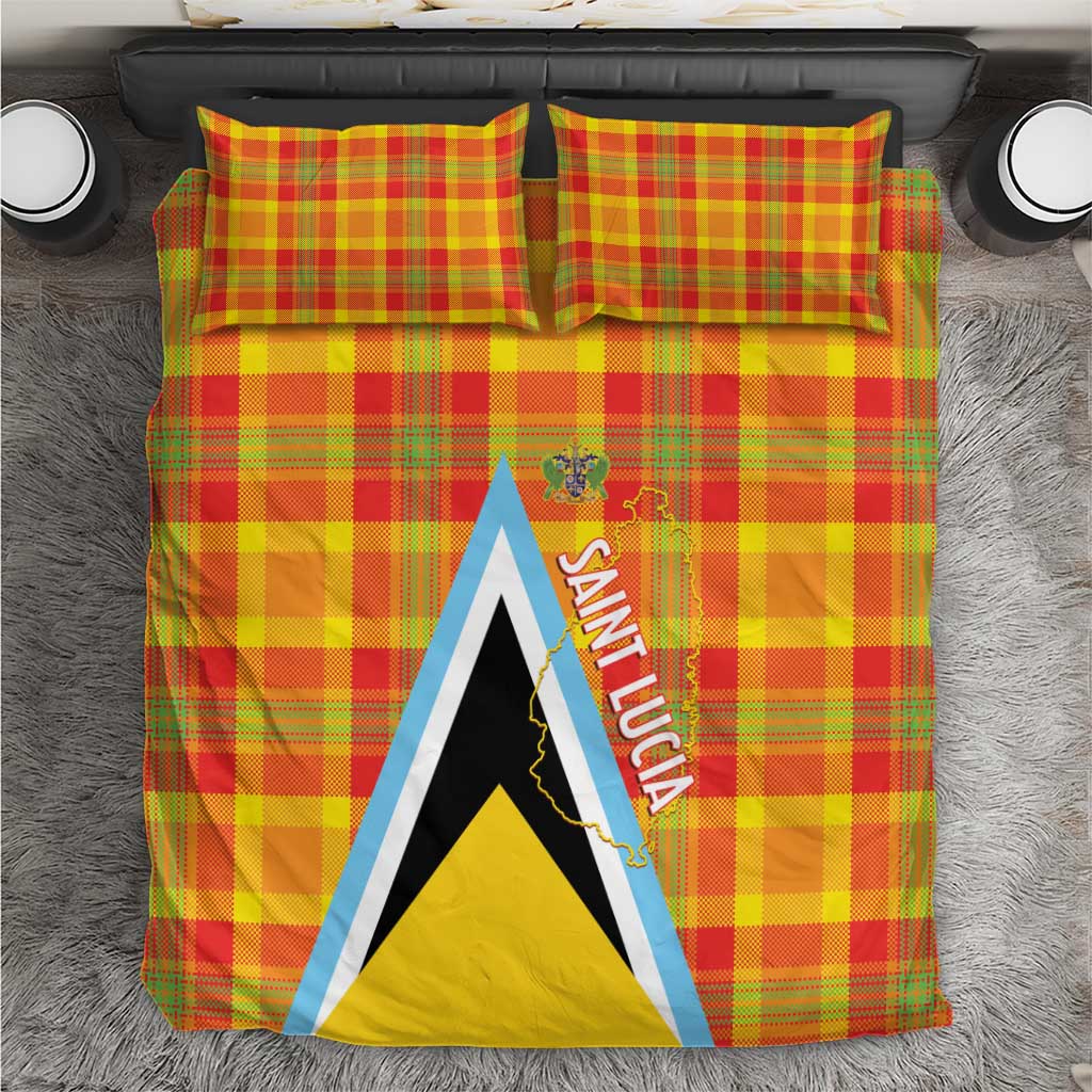 Saint Lucia Creole Day Bedding Set Bon Fete Jounen Kweyol Madras Pattern - Wonder Print Shop