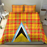 Saint Lucia Creole Day Bedding Set Bon Fete Jounen Kweyol Madras Pattern - Wonder Print Shop