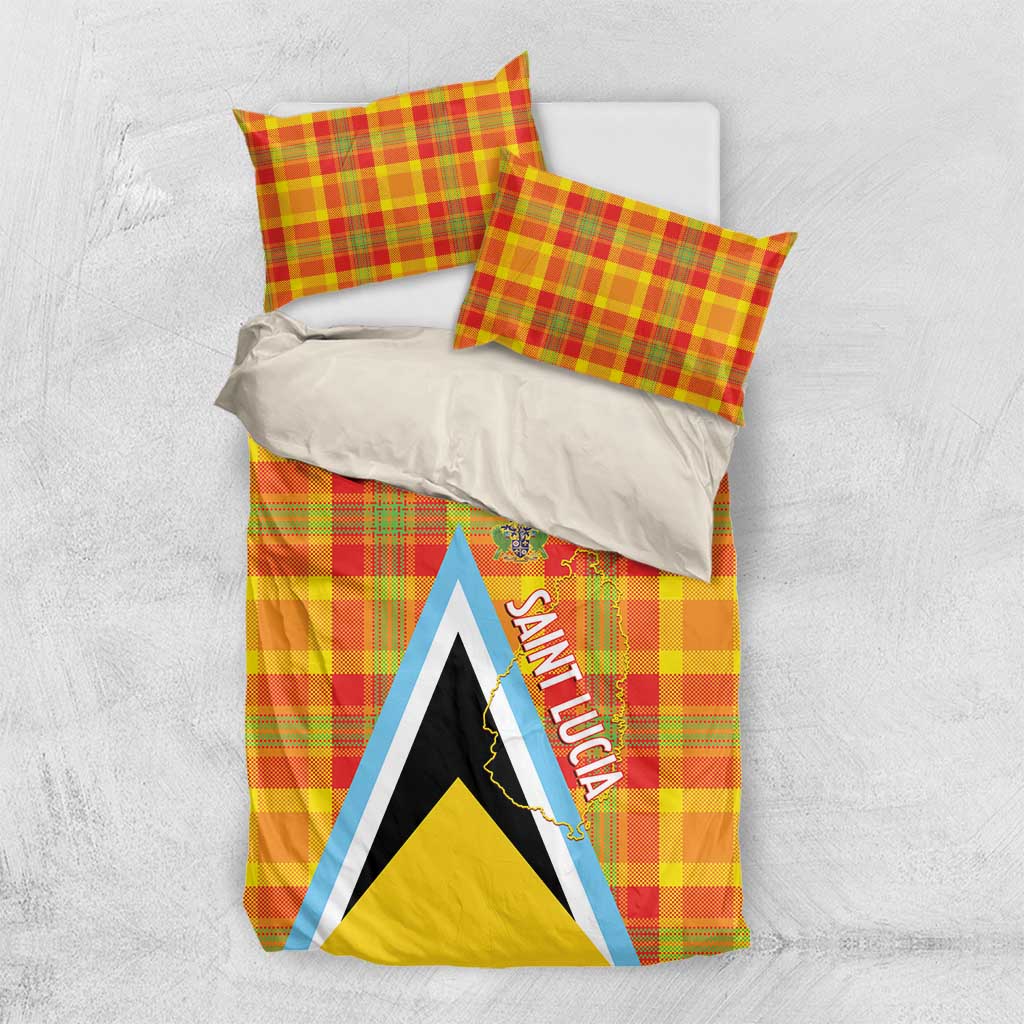 Saint Lucia Creole Day Bedding Set Bon Fete Jounen Kweyol Madras Pattern - Wonder Print Shop