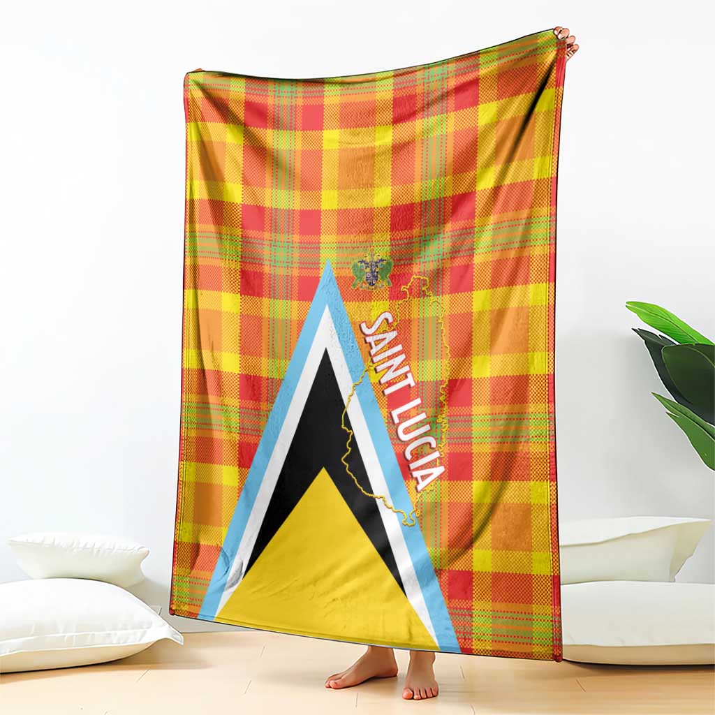 Saint Lucia Creole Day Blanket Bon Fete Jounen Kweyol Madras Pattern - Wonder Print Shop