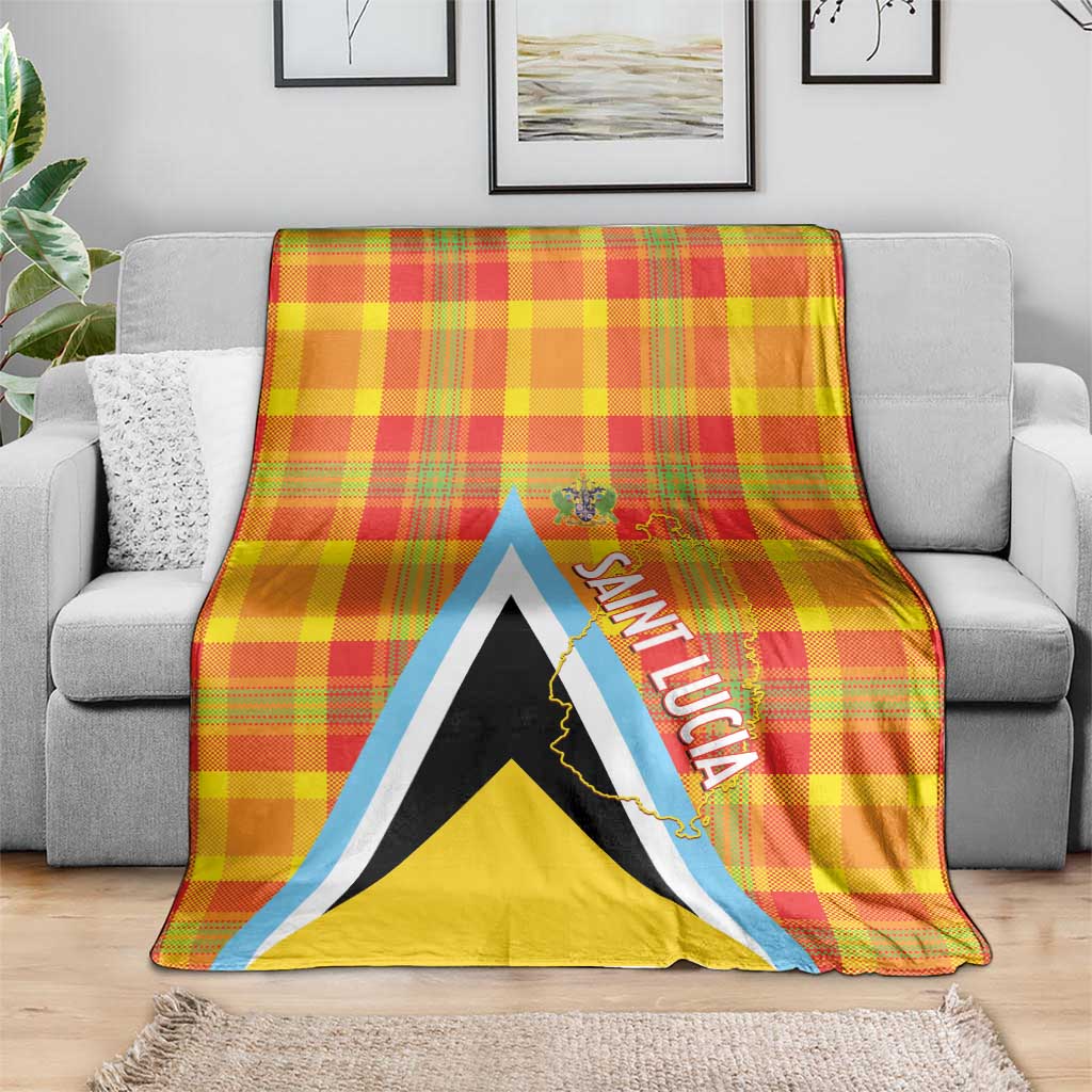 Saint Lucia Creole Day Blanket Bon Fete Jounen Kweyol Madras Pattern - Wonder Print Shop