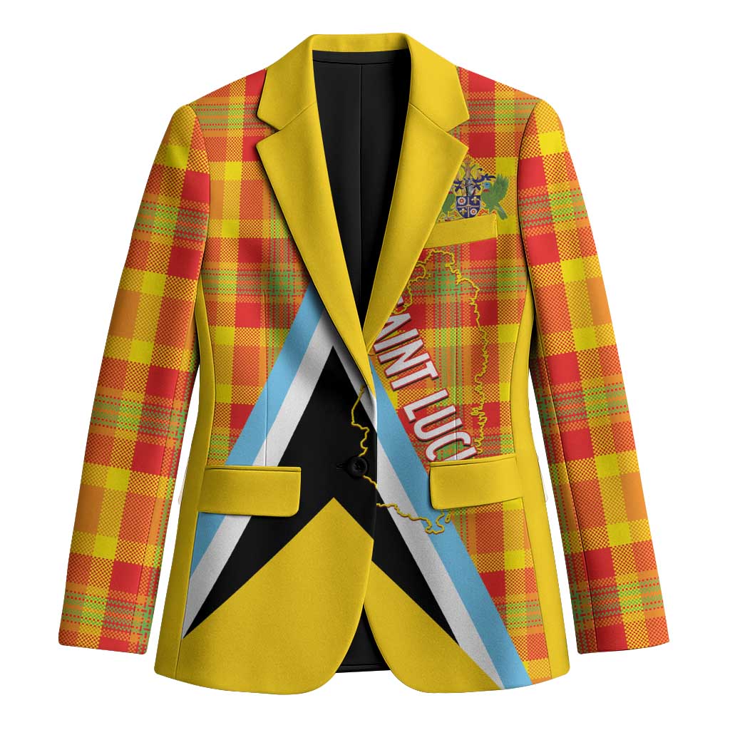 Saint Lucia Creole Day Blazer Bon Fete Jounen Kweyol Madras Pattern - Wonder Print Shop