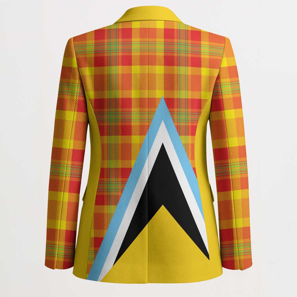 Saint Lucia Creole Day Blazer Bon Fete Jounen Kweyol Madras Pattern - Wonder Print Shop