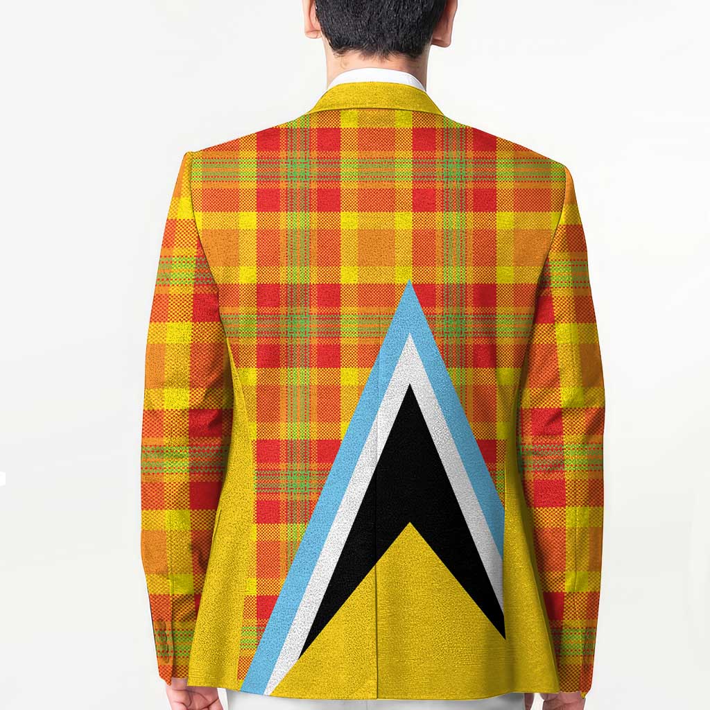 Saint Lucia Creole Day Blazer Bon Fete Jounen Kweyol Madras Pattern - Wonder Print Shop