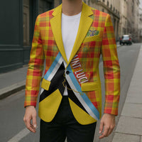 Saint Lucia Creole Day Blazer Bon Fete Jounen Kweyol Madras Pattern - Wonder Print Shop