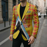 Saint Lucia Creole Day Blazer Bon Fete Jounen Kweyol Madras Pattern - Wonder Print Shop