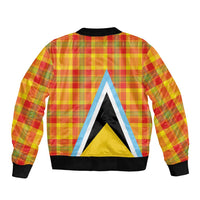 Saint Lucia Creole Day Bomber Jacket Bon Fete Jounen Kweyol Madras Pattern - Wonder Print Shop