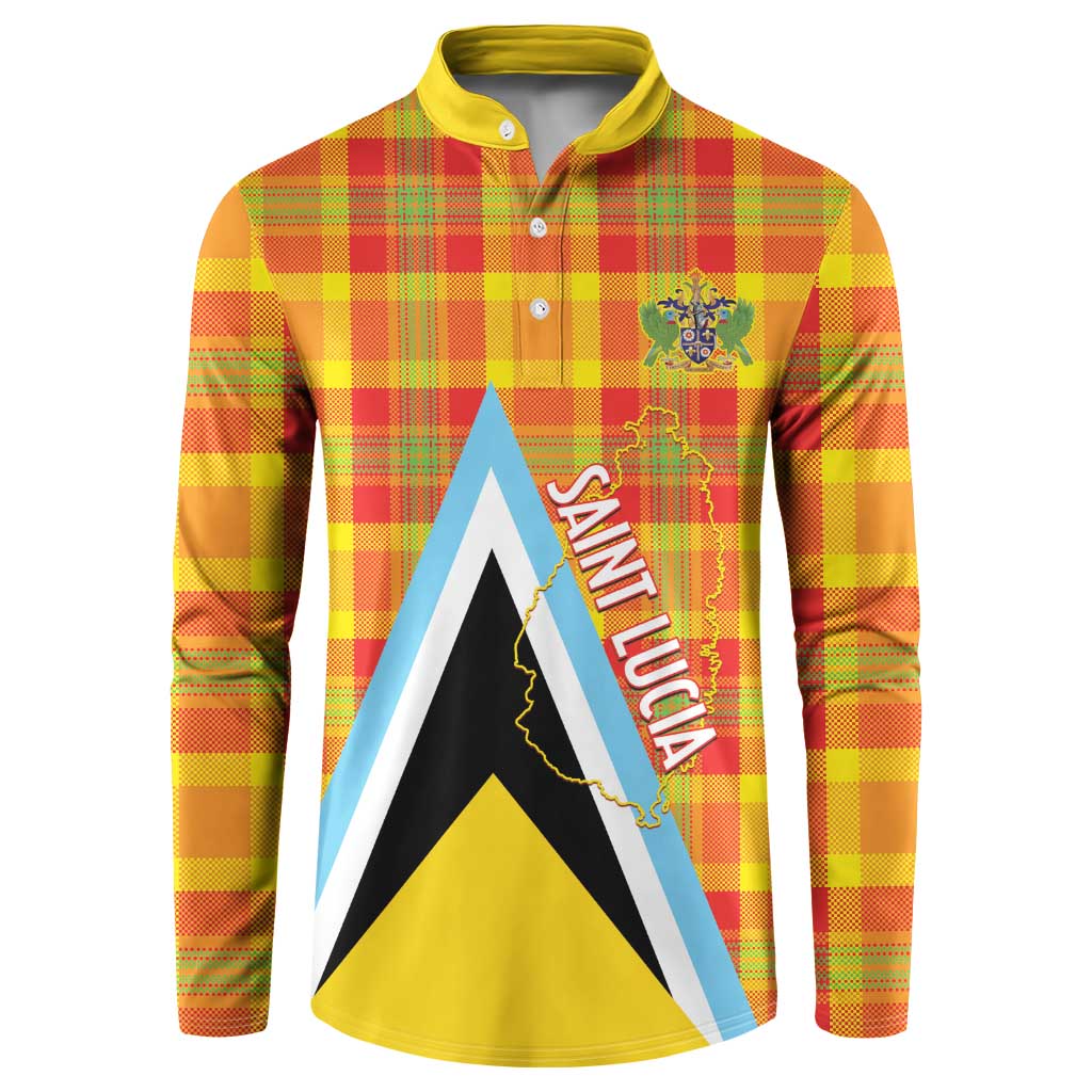 Saint Lucia Creole Day Button Sweatshirt Bon Fete Jounen Kweyol Madras Pattern - Wonder Print Shop