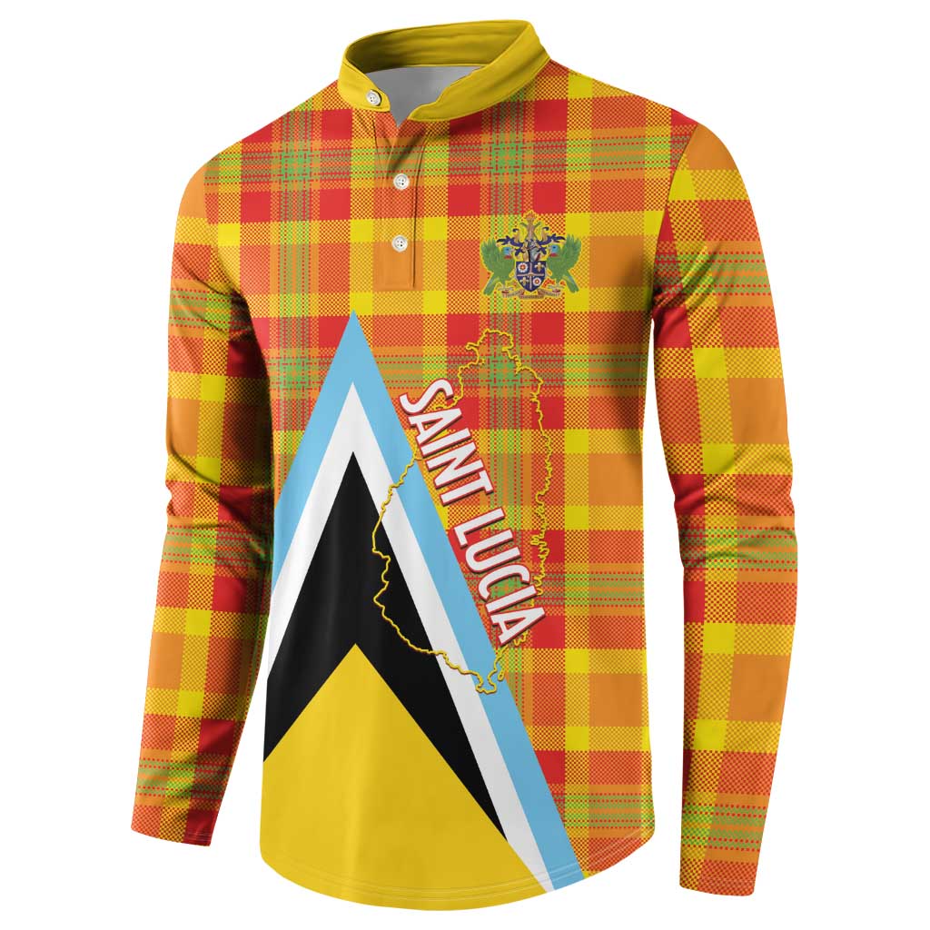 Saint Lucia Creole Day Button Sweatshirt Bon Fete Jounen Kweyol Madras Pattern - Wonder Print Shop