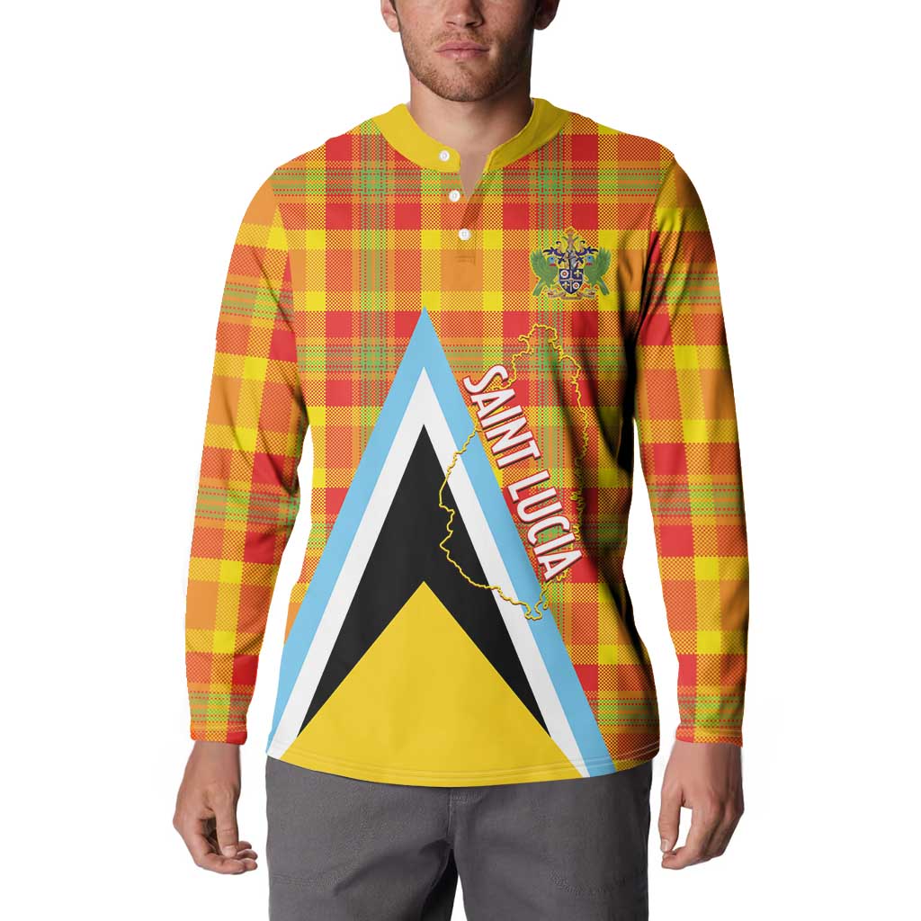 Saint Lucia Creole Day Button Sweatshirt Bon Fete Jounen Kweyol Madras Pattern - Wonder Print Shop