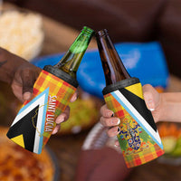 Saint Lucia Creole Day 4 in 1 Can Cooler Tumbler Bon Fete Jounen Kweyol Madras Pattern - Wonder Print Shop