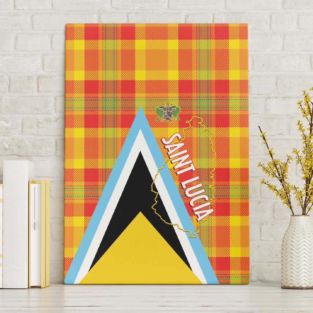 Saint Lucia Creole Day Canvas Wall Art Bon Fete Jounen Kweyol Madras Pattern - Wonder Print Shop