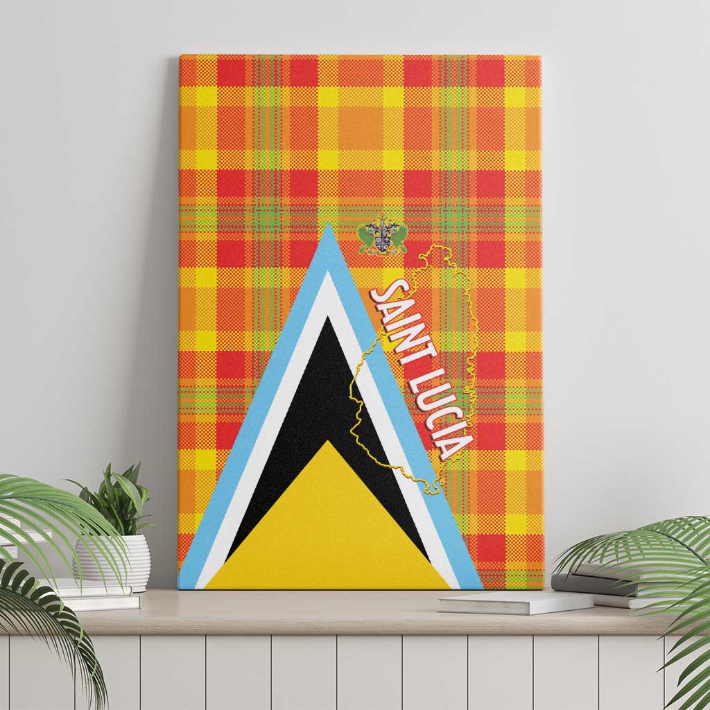 Saint Lucia Creole Day Canvas Wall Art Bon Fete Jounen Kweyol Madras Pattern - Wonder Print Shop