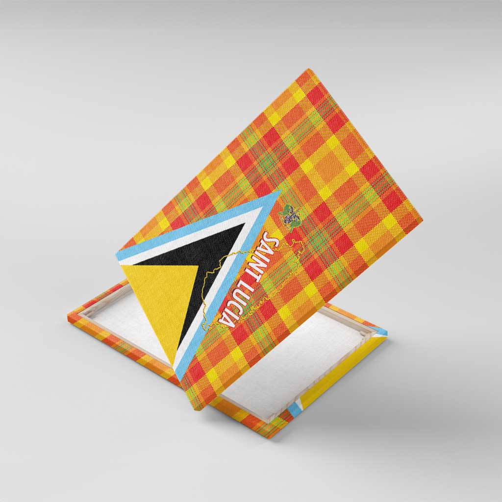 Saint Lucia Creole Day Canvas Wall Art Bon Fete Jounen Kweyol Madras Pattern - Wonder Print Shop