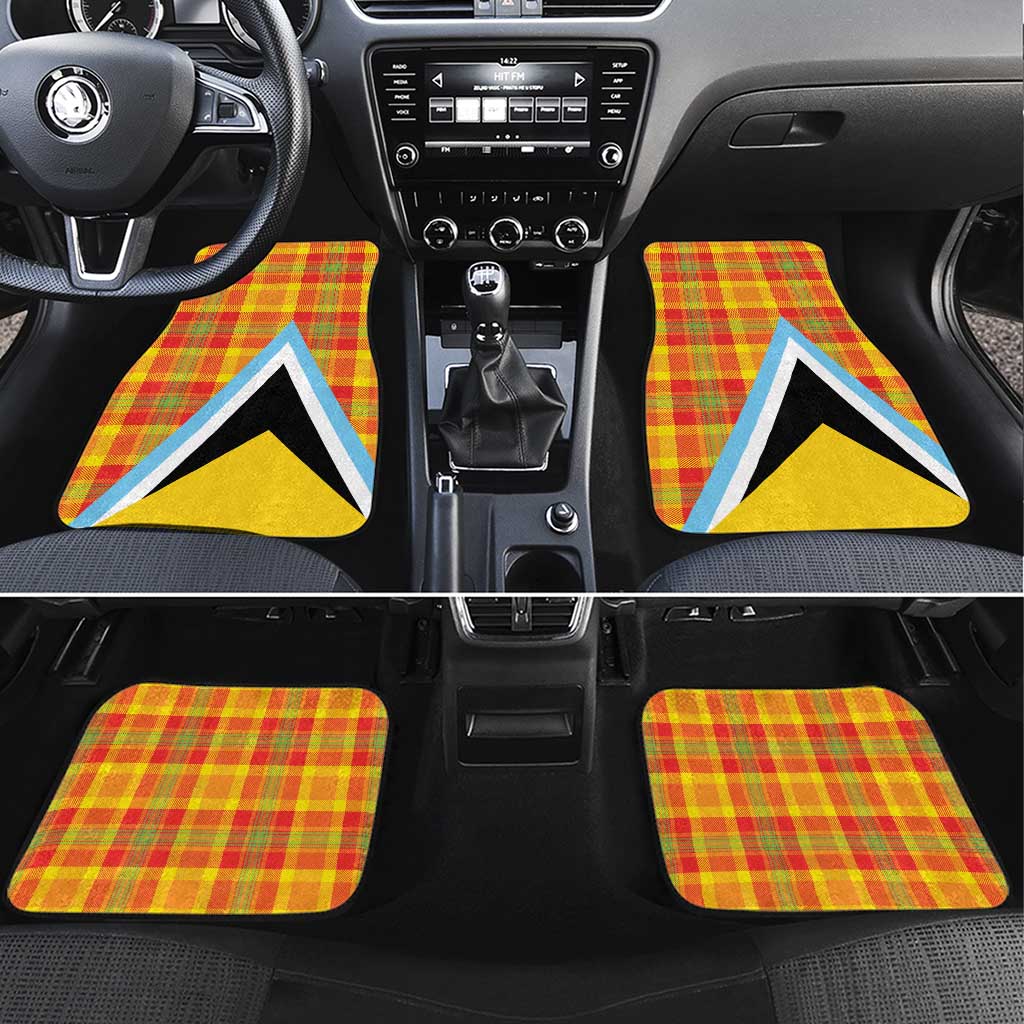 Saint Lucia Creole Day Car Mats Bon Fete Jounen Kweyol Madras Pattern - Wonder Print Shop