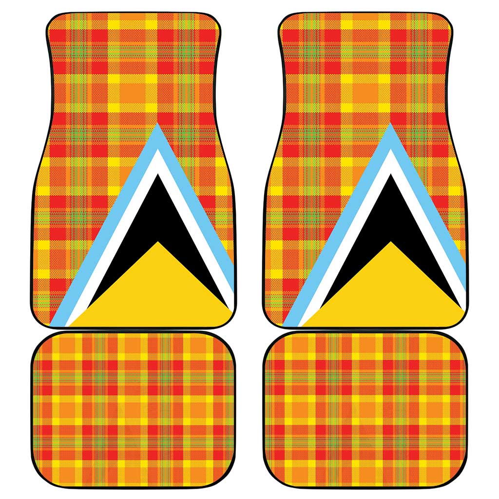 Saint Lucia Creole Day Car Mats Bon Fete Jounen Kweyol Madras Pattern - Wonder Print Shop