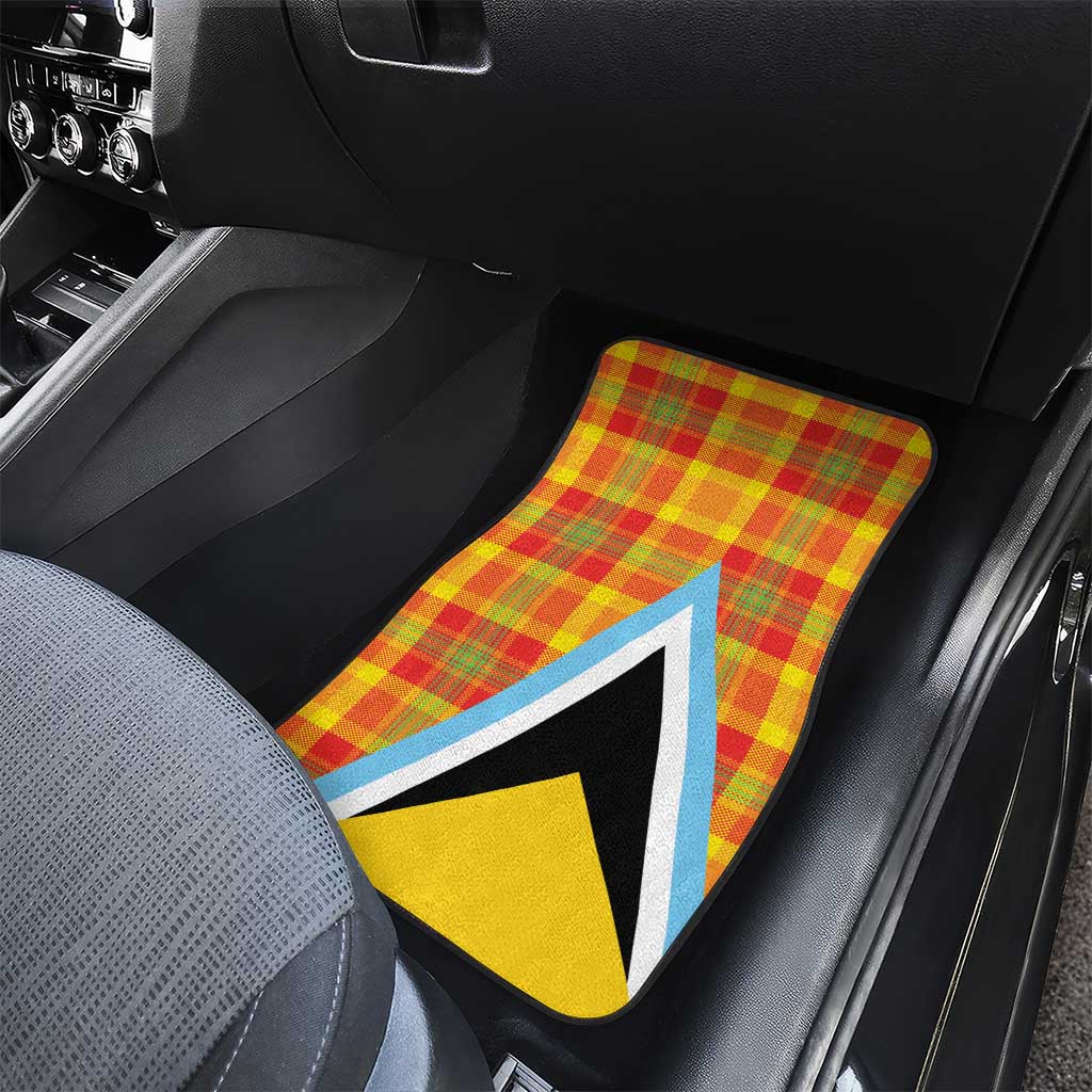 Saint Lucia Creole Day Car Mats Bon Fete Jounen Kweyol Madras Pattern - Wonder Print Shop