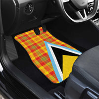 Saint Lucia Creole Day Car Mats Bon Fete Jounen Kweyol Madras Pattern - Wonder Print Shop