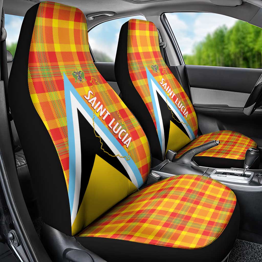 Saint Lucia Creole Day Car Seat Cover Bon Fete Jounen Kweyol Madras Pattern - Wonder Print Shop