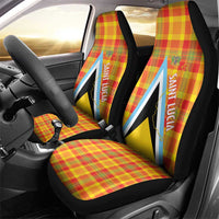 Saint Lucia Creole Day Car Seat Cover Bon Fete Jounen Kweyol Madras Pattern - Wonder Print Shop