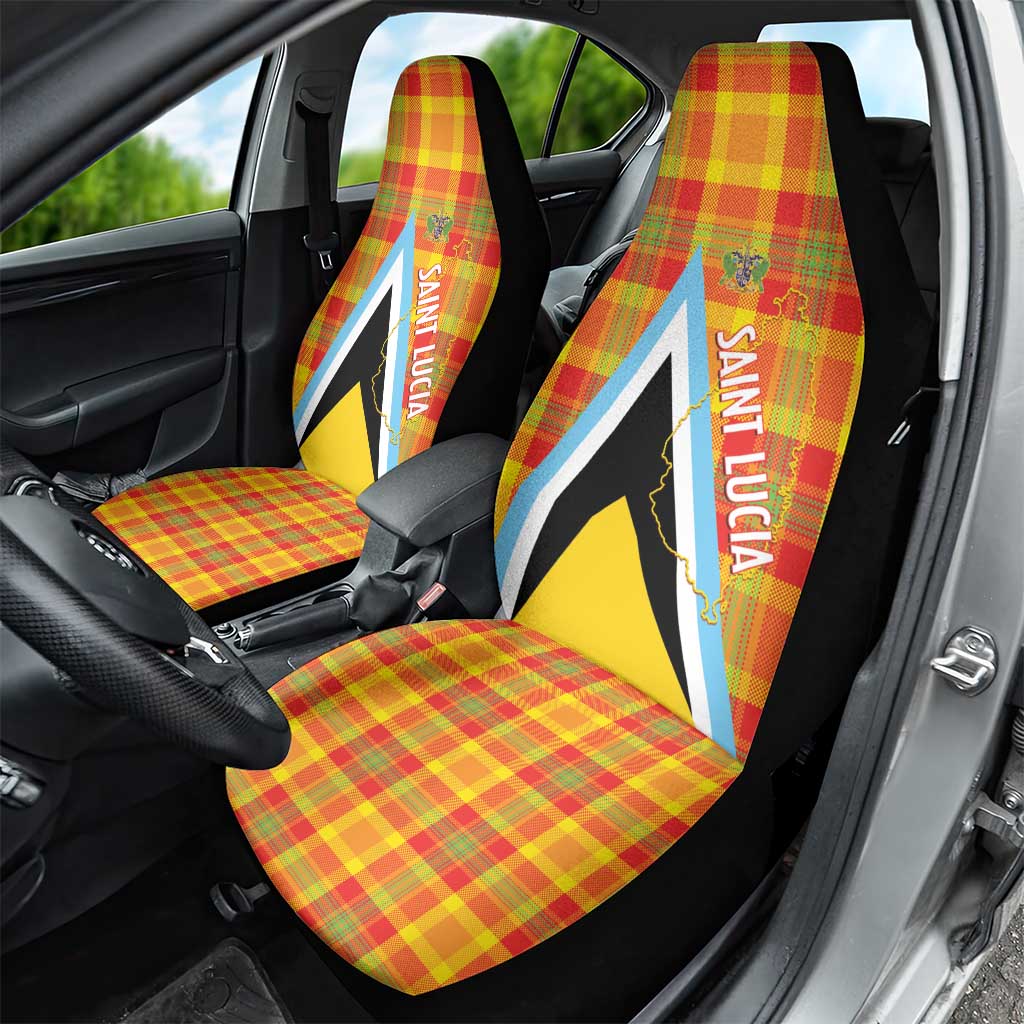 Saint Lucia Creole Day Car Seat Cover Bon Fete Jounen Kweyol Madras Pattern - Wonder Print Shop