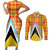Saint Lucia Creole Day Couples Matching Short Sleeve Bodycon Dress and Long Sleeve Button Shirt Bon Fete Jounen Kweyol Madras Pattern - Wonder Print Shop