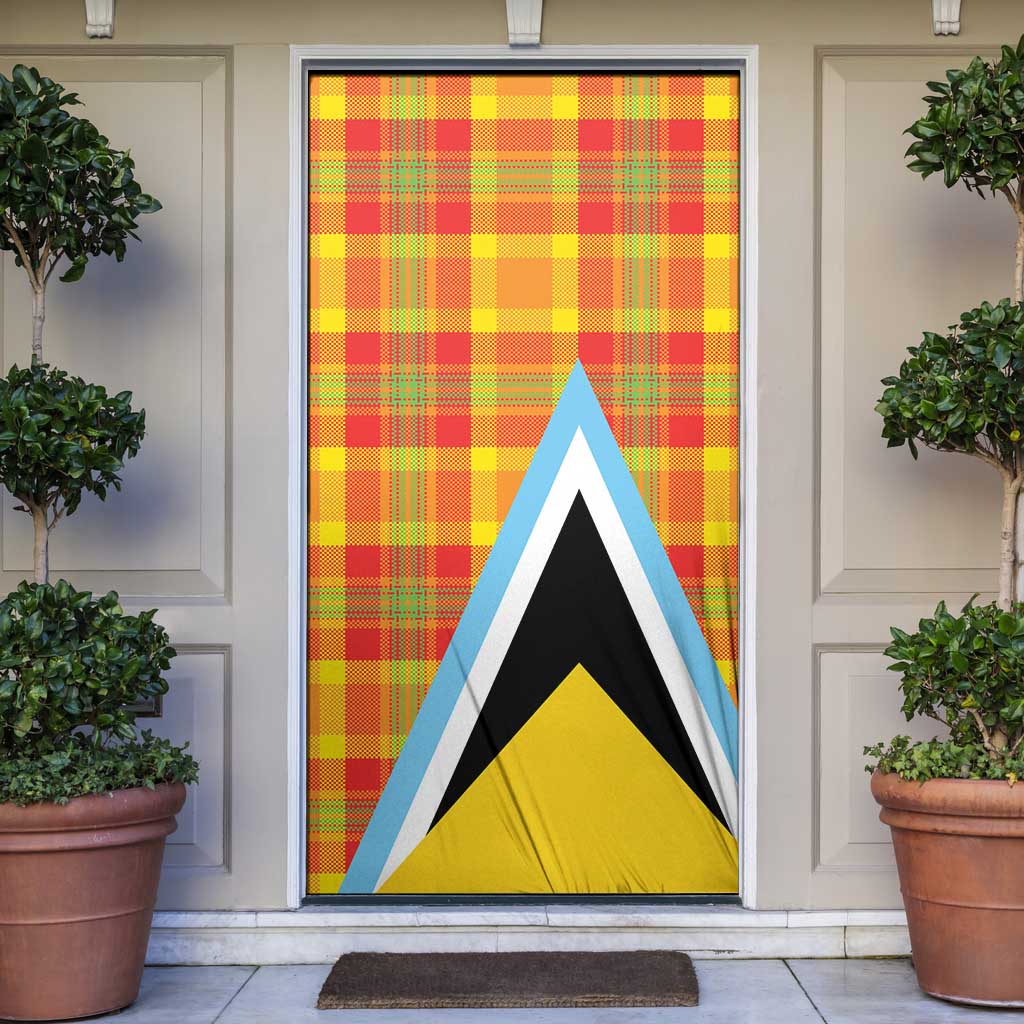 Saint Lucia Creole Day Door Cover Bon Fete Jounen Kweyol Madras Pattern - Wonder Print Shop