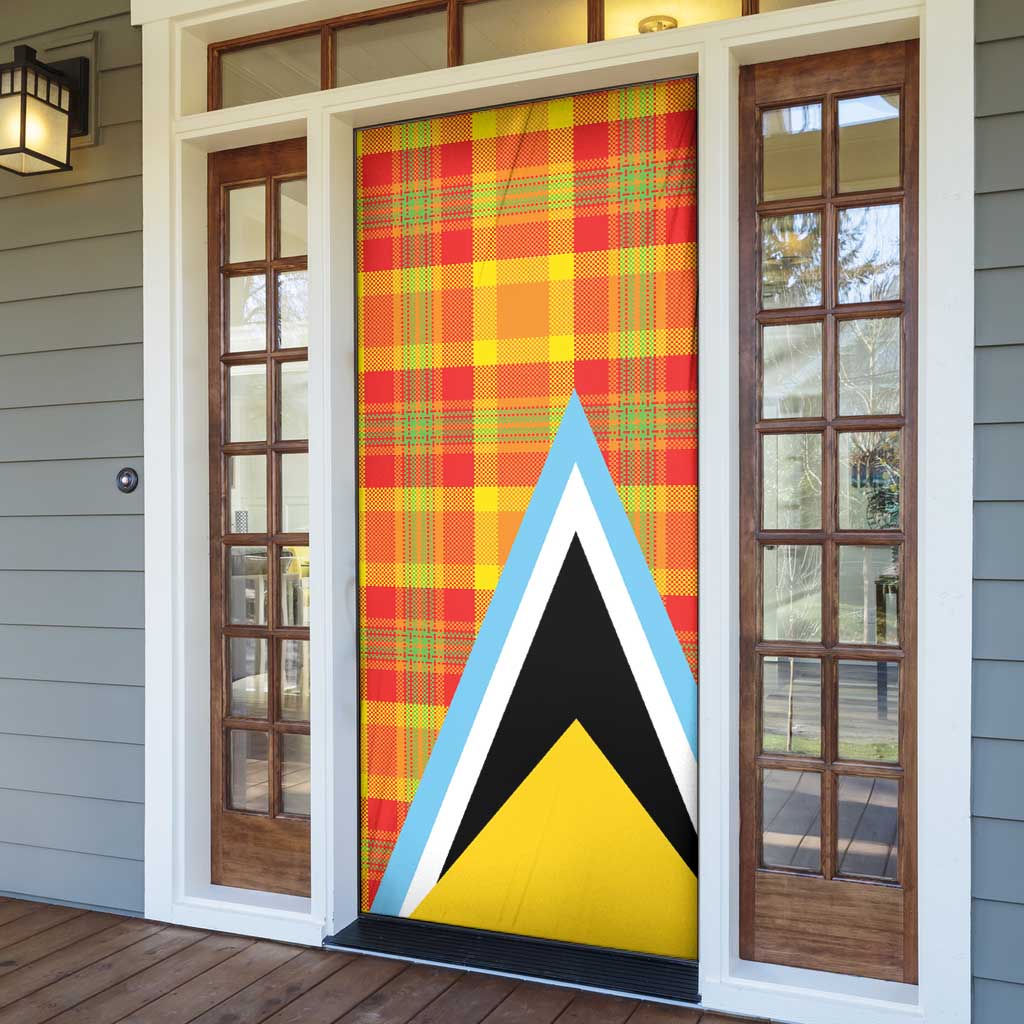 Saint Lucia Creole Day Door Cover Bon Fete Jounen Kweyol Madras Pattern - Wonder Print Shop