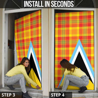 Saint Lucia Creole Day Door Cover Bon Fete Jounen Kweyol Madras Pattern - Wonder Print Shop