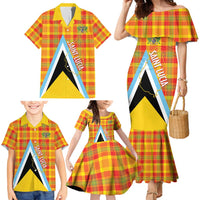 Saint Lucia Creole Day Family Matching Mermaid Dress and Hawaiian Shirt Bon Fete Jounen Kweyol Madras Pattern - Wonder Print Shop