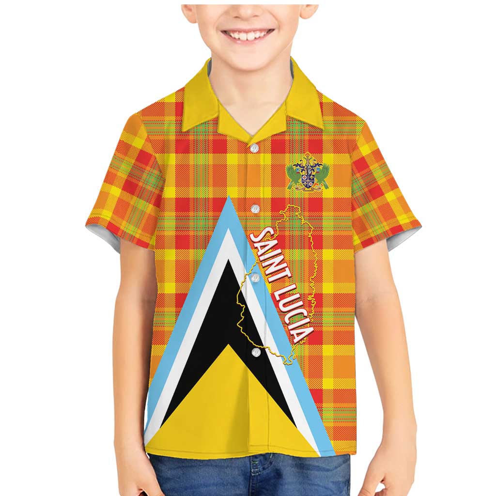 Saint Lucia Creole Day Family Matching Mermaid Dress and Hawaiian Shirt Bon Fete Jounen Kweyol Madras Pattern - Wonder Print Shop