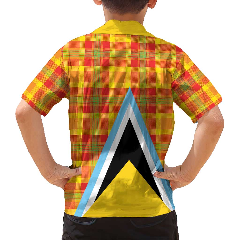 Saint Lucia Creole Day Family Matching Puletasi and Hawaiian Shirt Bon Fete Jounen Kweyol Madras Pattern - Wonder Print Shop