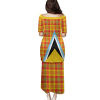 Saint Lucia Creole Day Family Matching Puletasi and Hawaiian Shirt Bon Fete Jounen Kweyol Madras Pattern - Wonder Print Shop