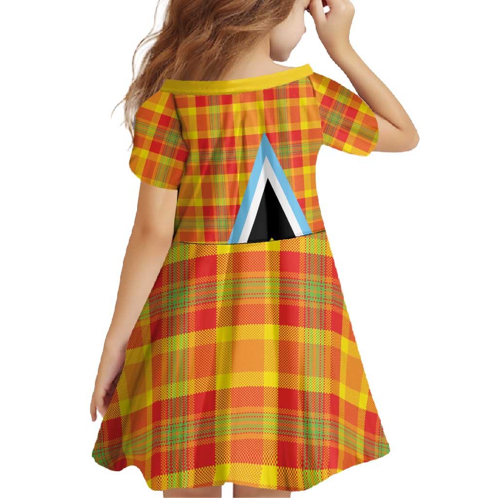 Saint Lucia Creole Day Family Matching Short Sleeve Bodycon Dress and Hawaiian Shirt Bon Fete Jounen Kweyol Madras Pattern - Wonder Print Shop