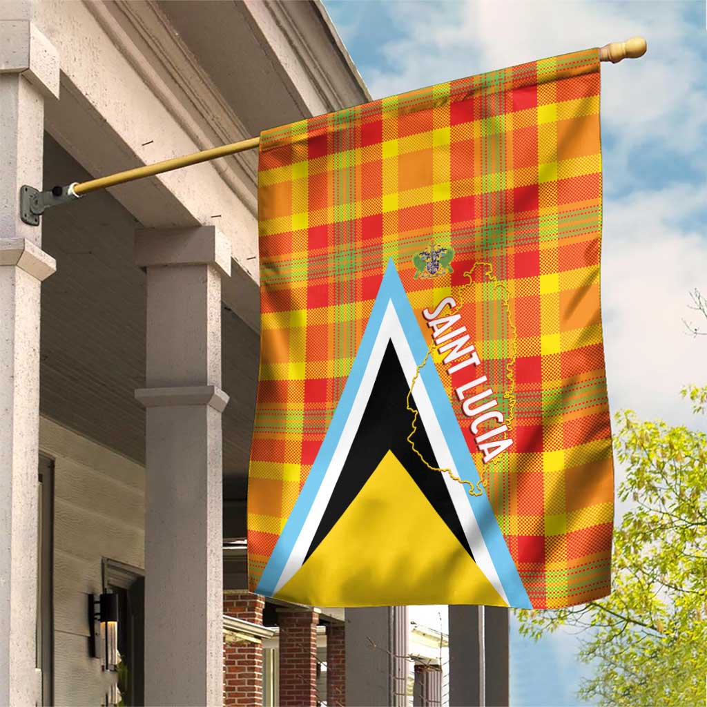 Saint Lucia Creole Day Garden Flag Bon Fete Jounen Kweyol Madras Pattern - Wonder Print Shop