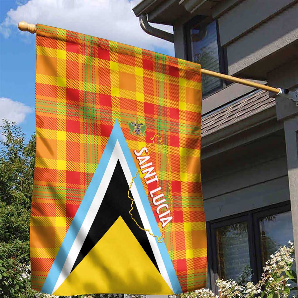 Saint Lucia Creole Day Garden Flag Bon Fete Jounen Kweyol Madras Pattern - Wonder Print Shop
