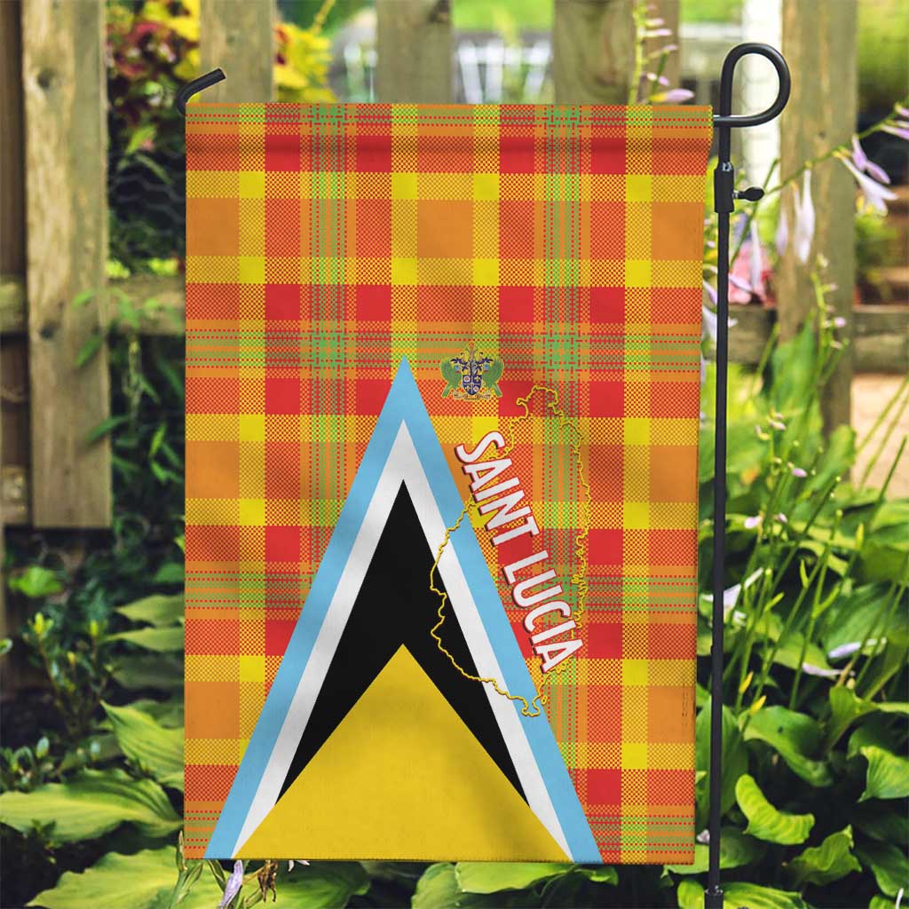 Saint Lucia Creole Day Garden Flag Bon Fete Jounen Kweyol Madras Pattern - Wonder Print Shop