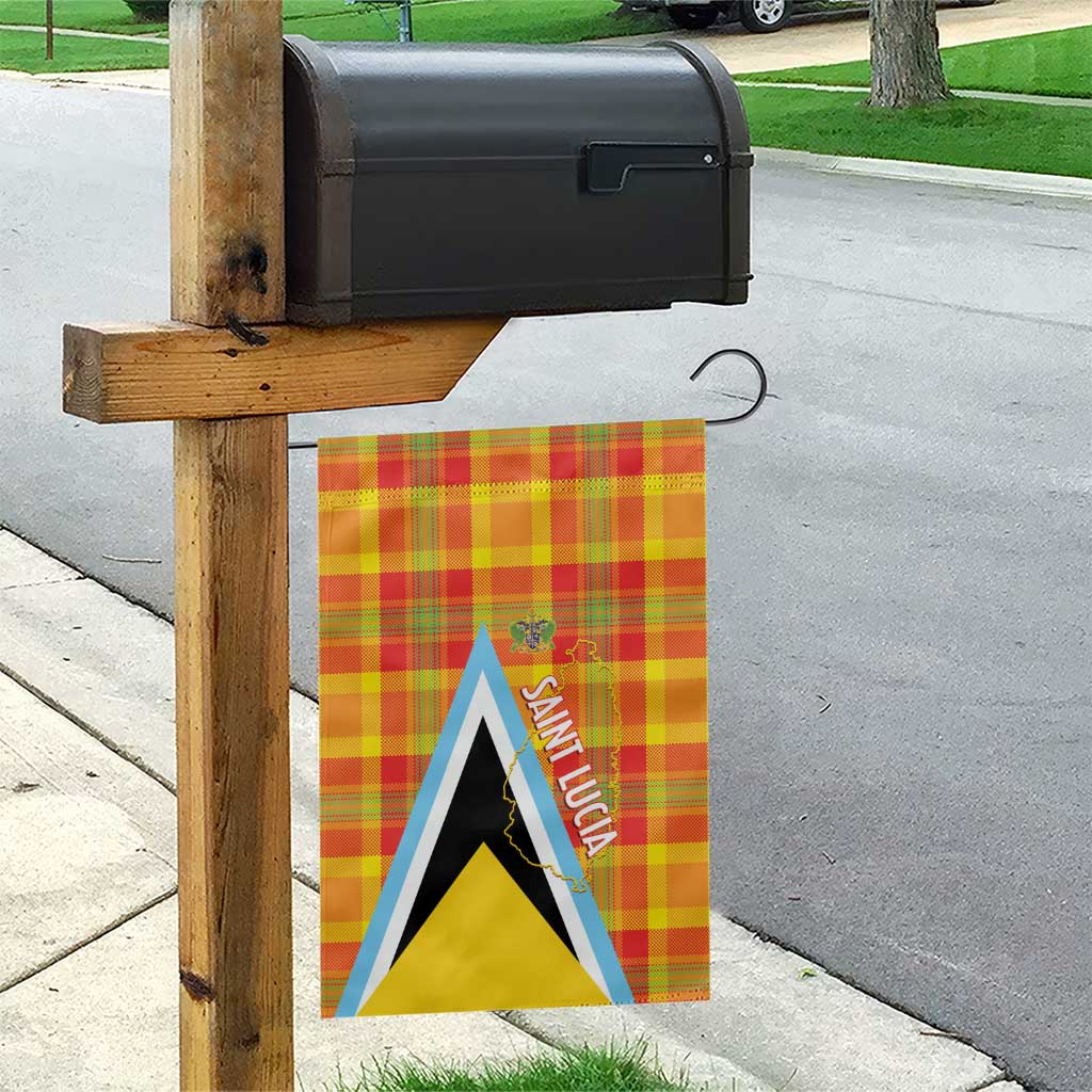 Saint Lucia Creole Day Garden Flag Bon Fete Jounen Kweyol Madras Pattern - Wonder Print Shop