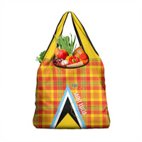 Saint Lucia Creole Day Grocery Bag Bon Fete Jounen Kweyol Madras Pattern - Wonder Print Shop