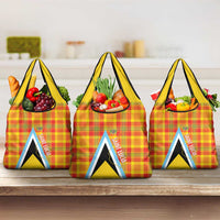 Saint Lucia Creole Day Grocery Bag Bon Fete Jounen Kweyol Madras Pattern - Wonder Print Shop
