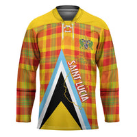 Saint Lucia Creole Day Hockey Jersey Bon Fete Jounen Kweyol Madras Pattern - Wonder Print Shop