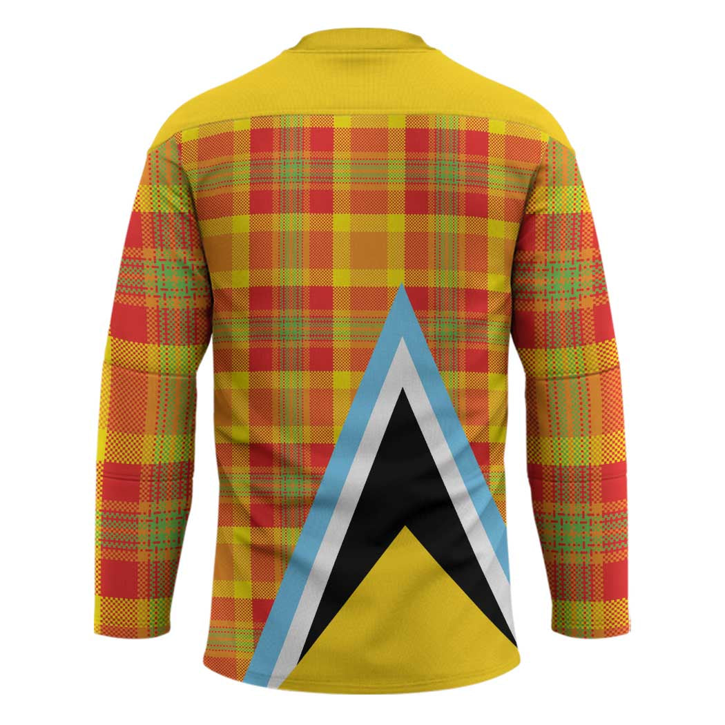 Saint Lucia Creole Day Hockey Jersey Bon Fete Jounen Kweyol Madras Pattern - Wonder Print Shop