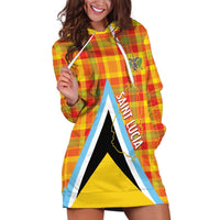 Saint Lucia Creole Day Hoodie Dress Bon Fete Jounen Kweyol Madras Pattern - Wonder Print Shop