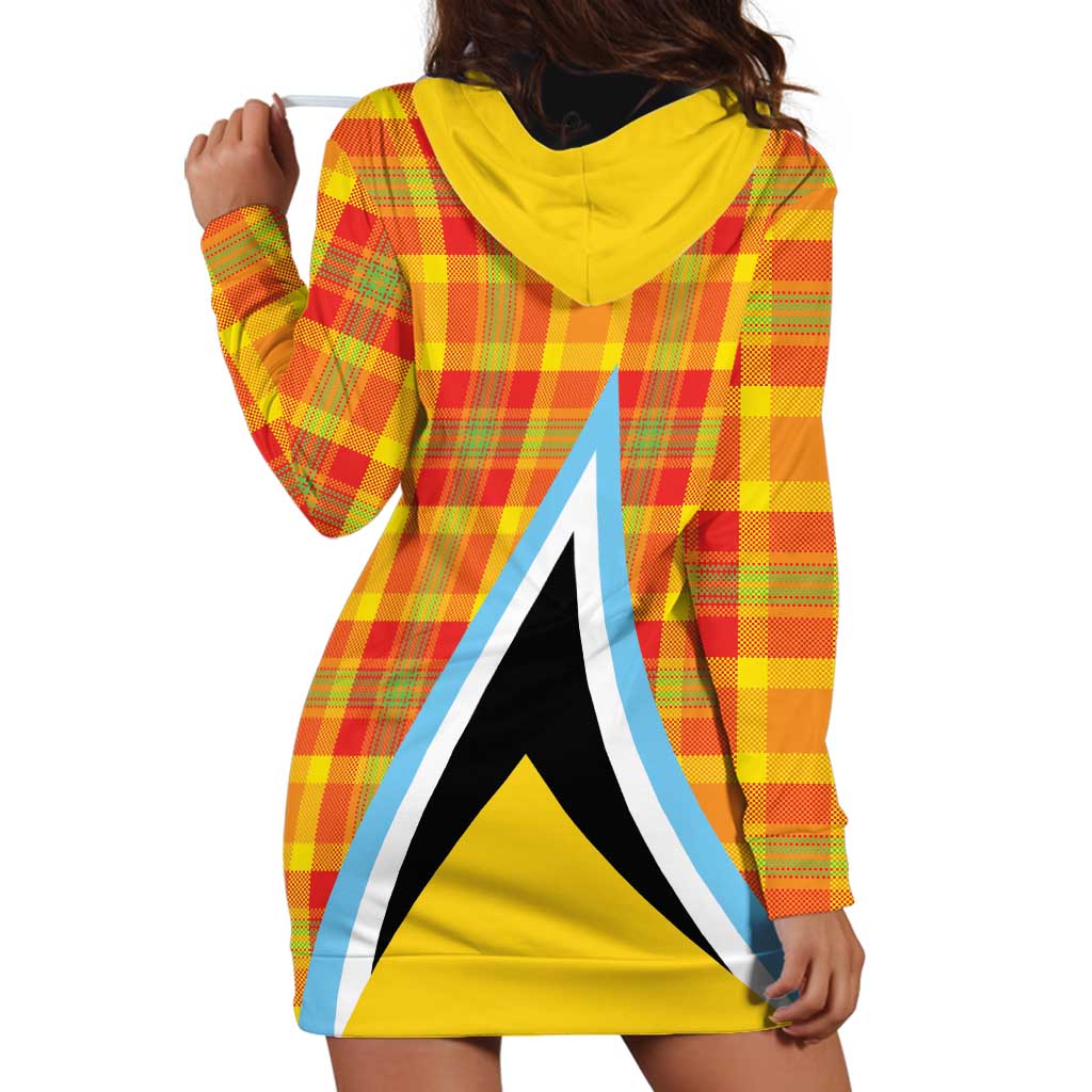 Saint Lucia Creole Day Hoodie Dress Bon Fete Jounen Kweyol Madras Pattern - Wonder Print Shop
