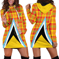 Saint Lucia Creole Day Hoodie Dress Bon Fete Jounen Kweyol Madras Pattern - Wonder Print Shop