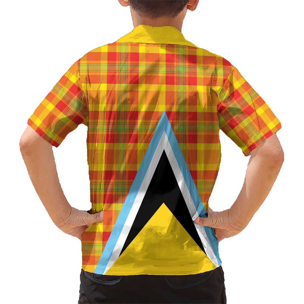 Saint Lucia Creole Day Kid Hawaiian Shirt Bon Fete Jounen Kweyol Madras Pattern - Wonder Print Shop