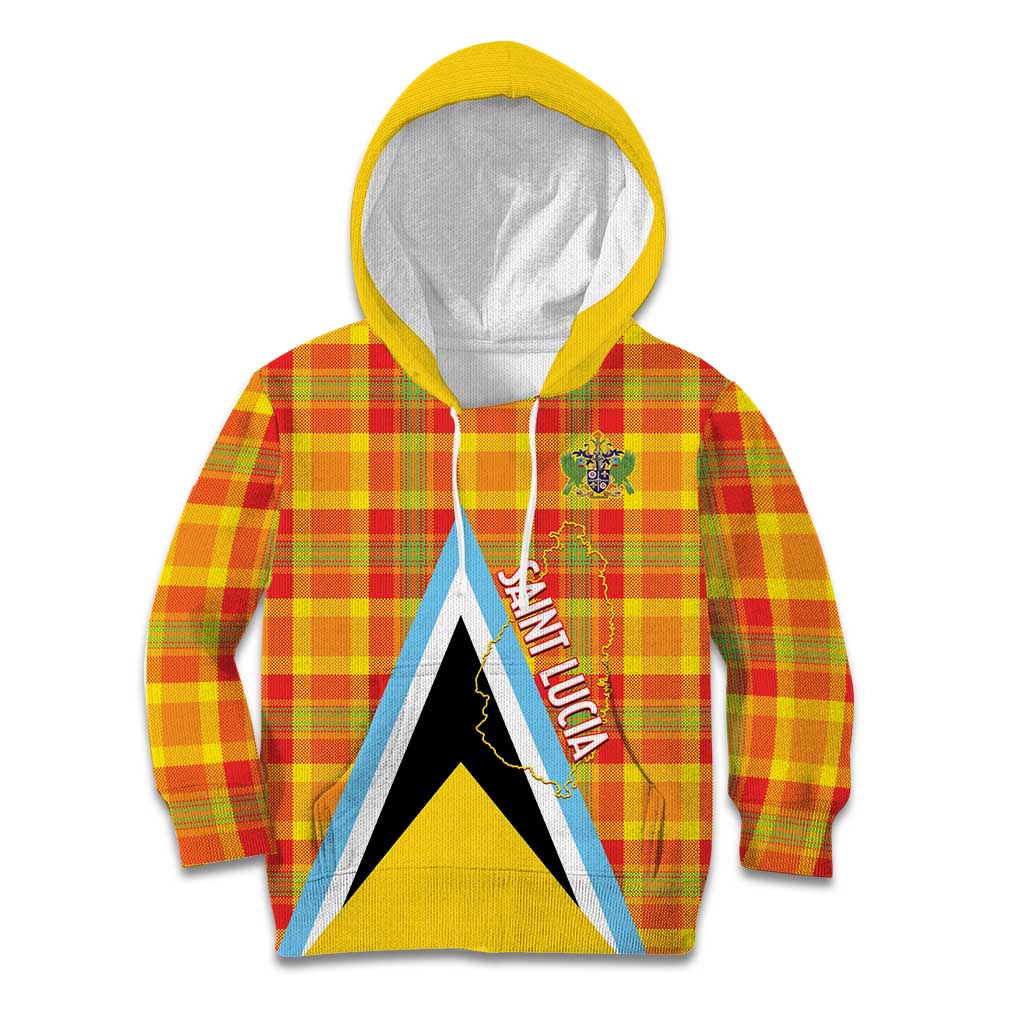 Saint Lucia Creole Day Kid Hoodie Bon Fete Jounen Kweyol Madras Pattern - Wonder Print Shop