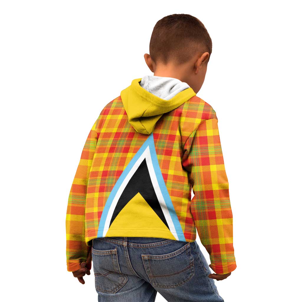 Saint Lucia Creole Day Kid Hoodie Bon Fete Jounen Kweyol Madras Pattern - Wonder Print Shop