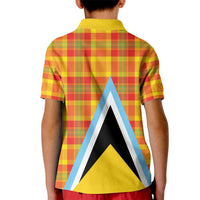 Saint Lucia Creole Day Kid Polo Shirt Bon Fete Jounen Kweyol Madras Pattern - Wonder Print Shop