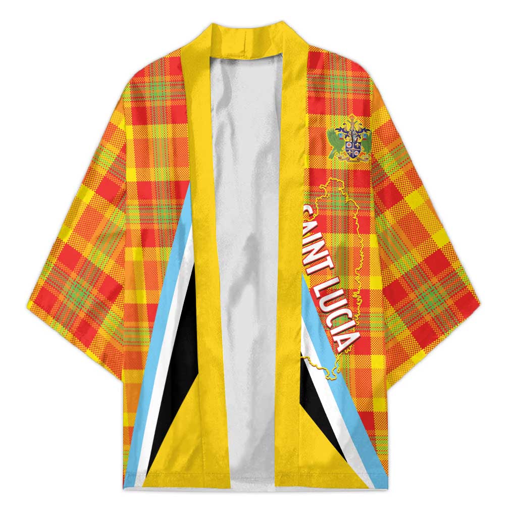 Saint Lucia Creole Day Kimono Bon Fete Jounen Kweyol Madras Pattern - Wonder Print Shop